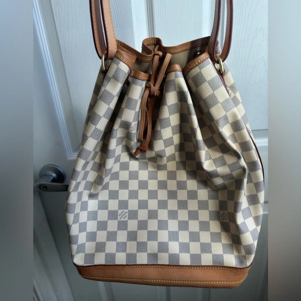Louis Vuitton Damier Azur Beige Canvas and Brown Leather Shoulder Bag - Picture 1 of 16